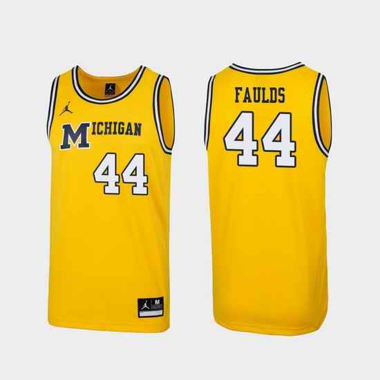 Men Michigan Wolverines Jaron Faulds Maize Replica 1989 Throwback College Basketball Jersey